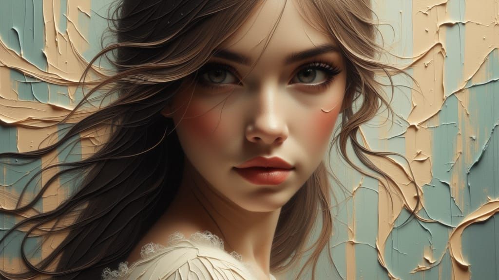 Elegant Portrait of a Serene Woman with Flowing Hair