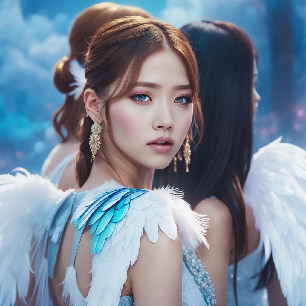 Angelic Women with Wings in Ethereal Setting