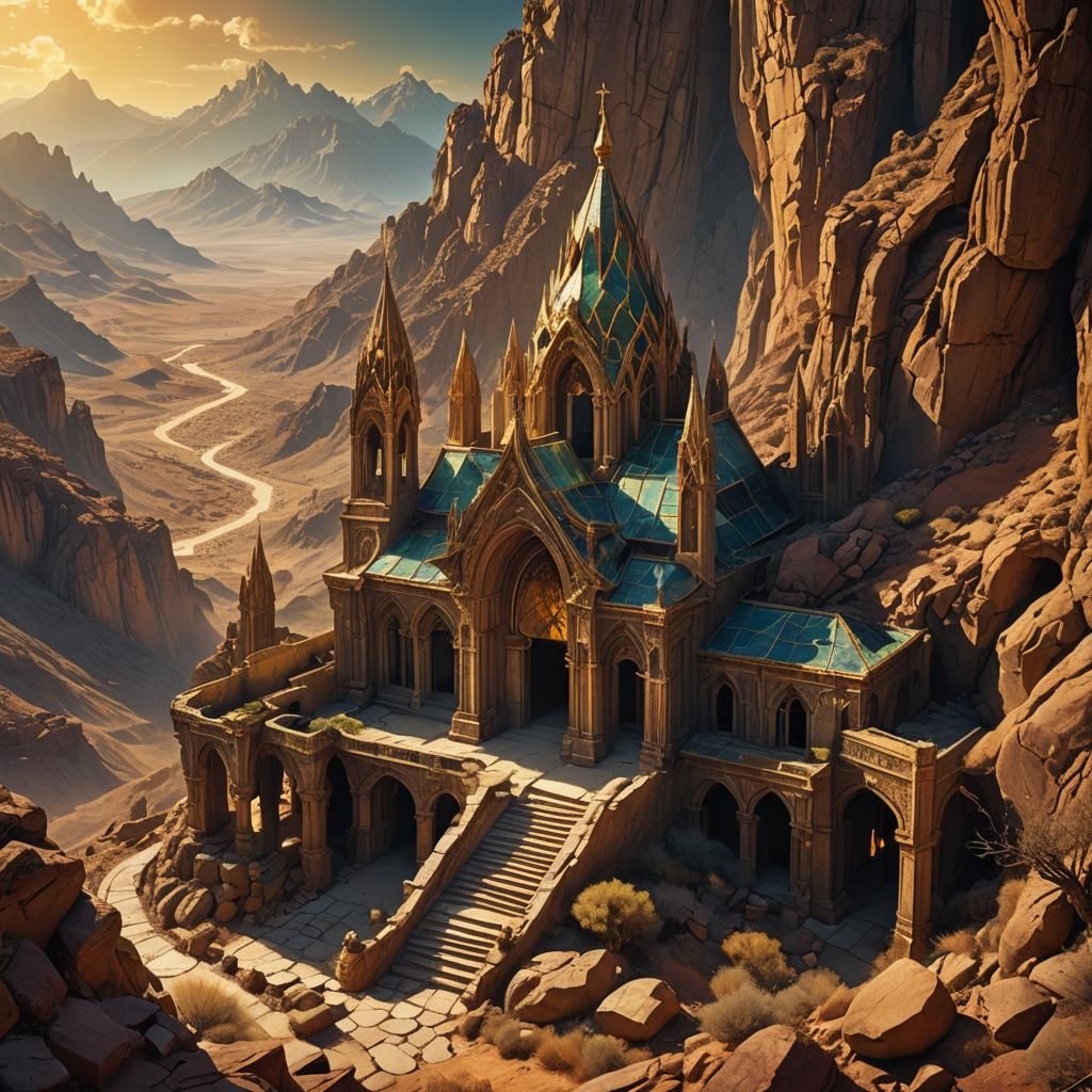Naga in Desert Chapel: Fantasy Concept Art