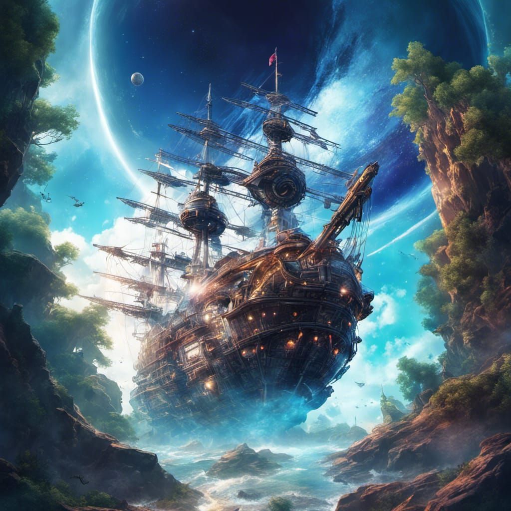 Futuristic One Piece Pirate Ship in Space