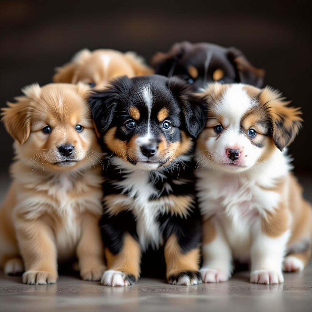 Adorable Puppies Posing for Professional Photos