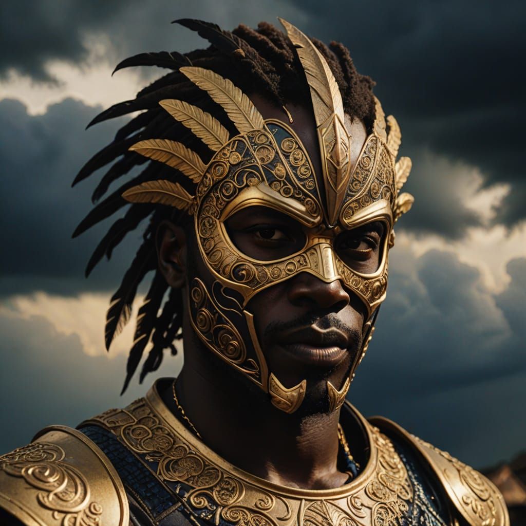 Ugandan Man in Thunder Costume: Hyperrealistic Portrait