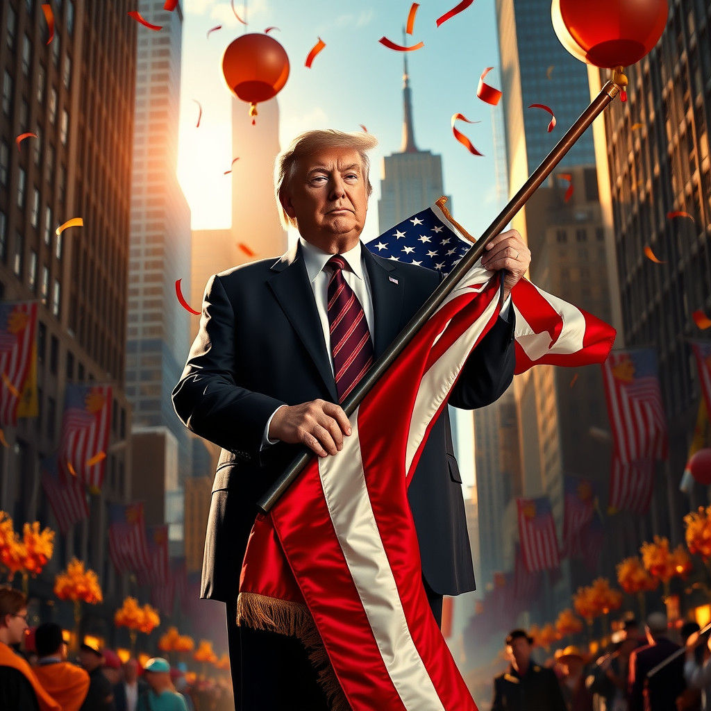 Trump at Macy's Parade in High-Fantasy Style