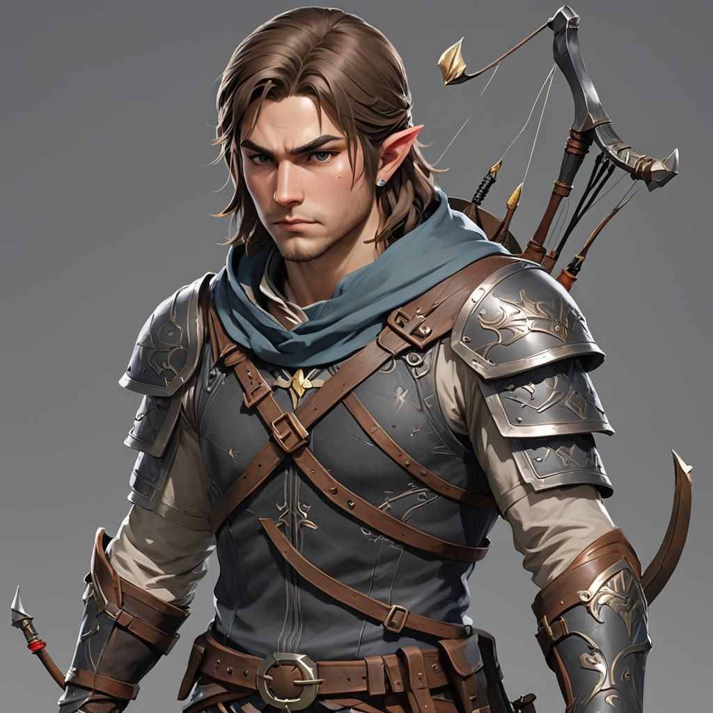Half-Elven Archer in the Style of Anime