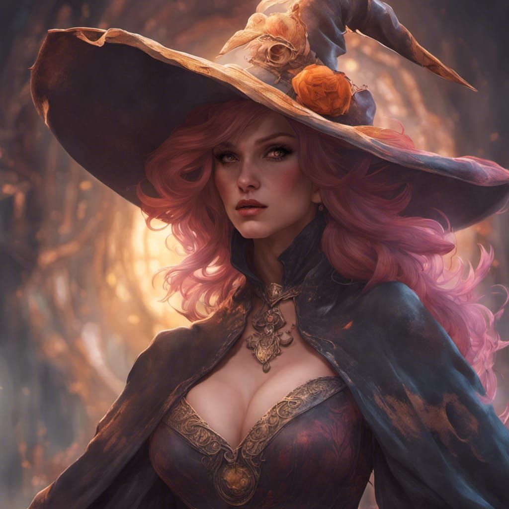 Intricate Portrait of a Witch in Dress