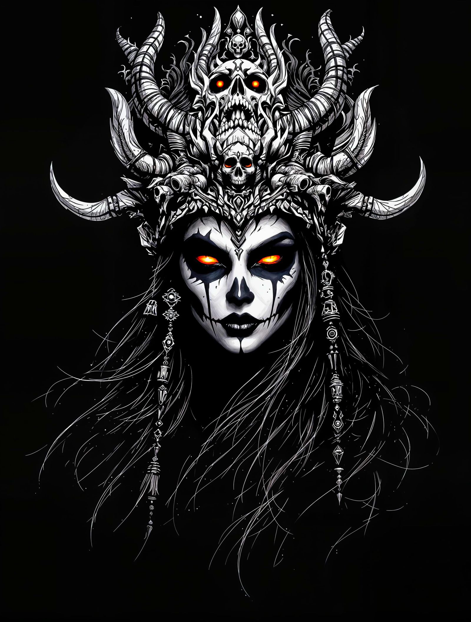 Elegant Dark Figure in High-Contrast Ink Art