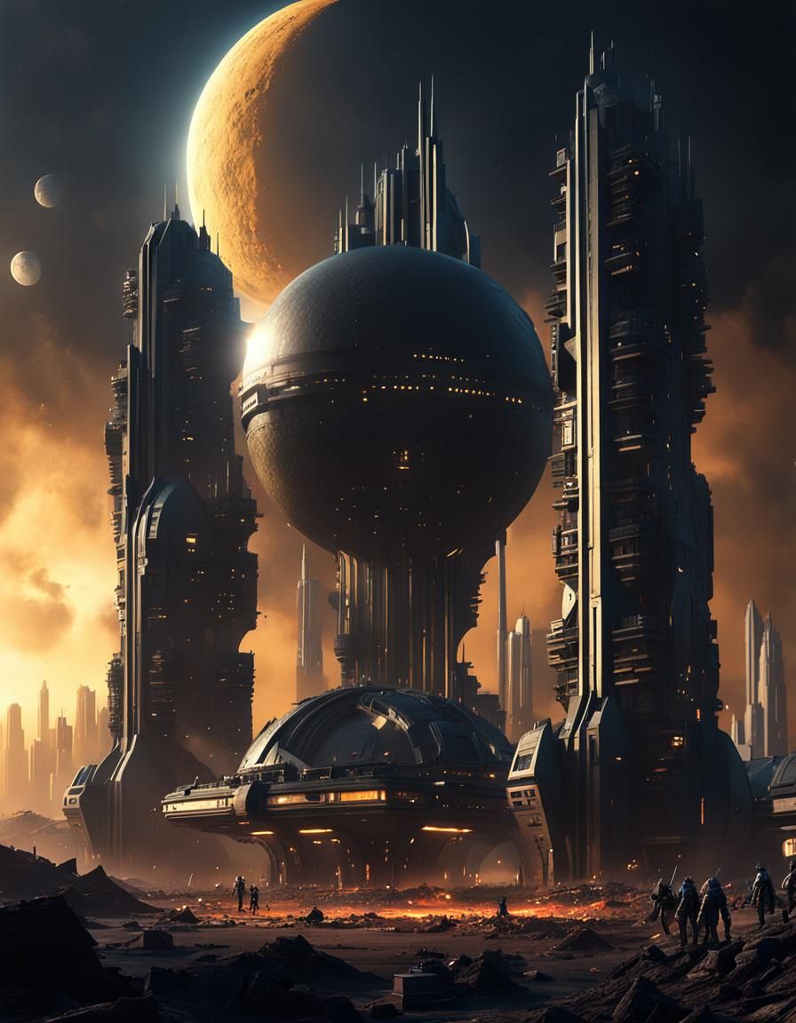 Post-War Alien City in 3D Game Cinematic Style