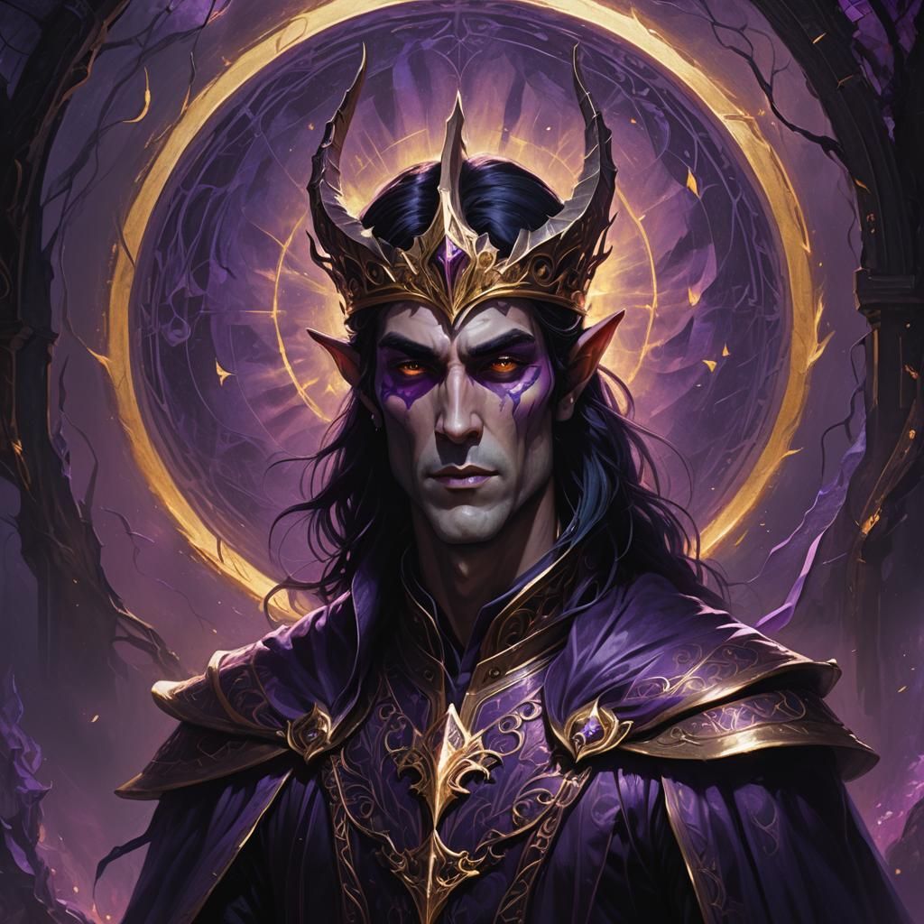 Digital fantasy concept art. Medium shot. Majestic shadow el...