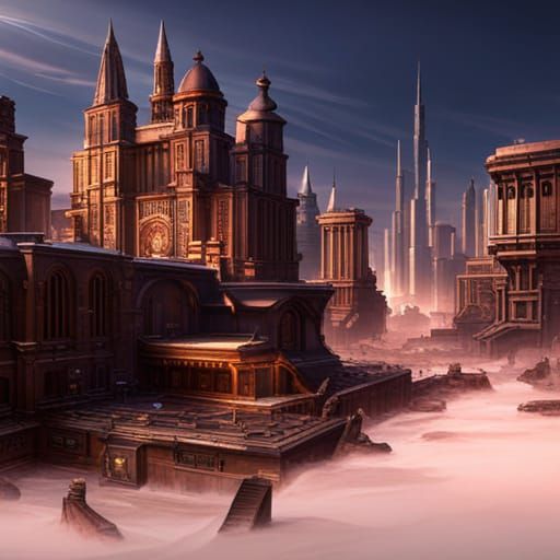 Futuristic City Blends with Ancient Structures