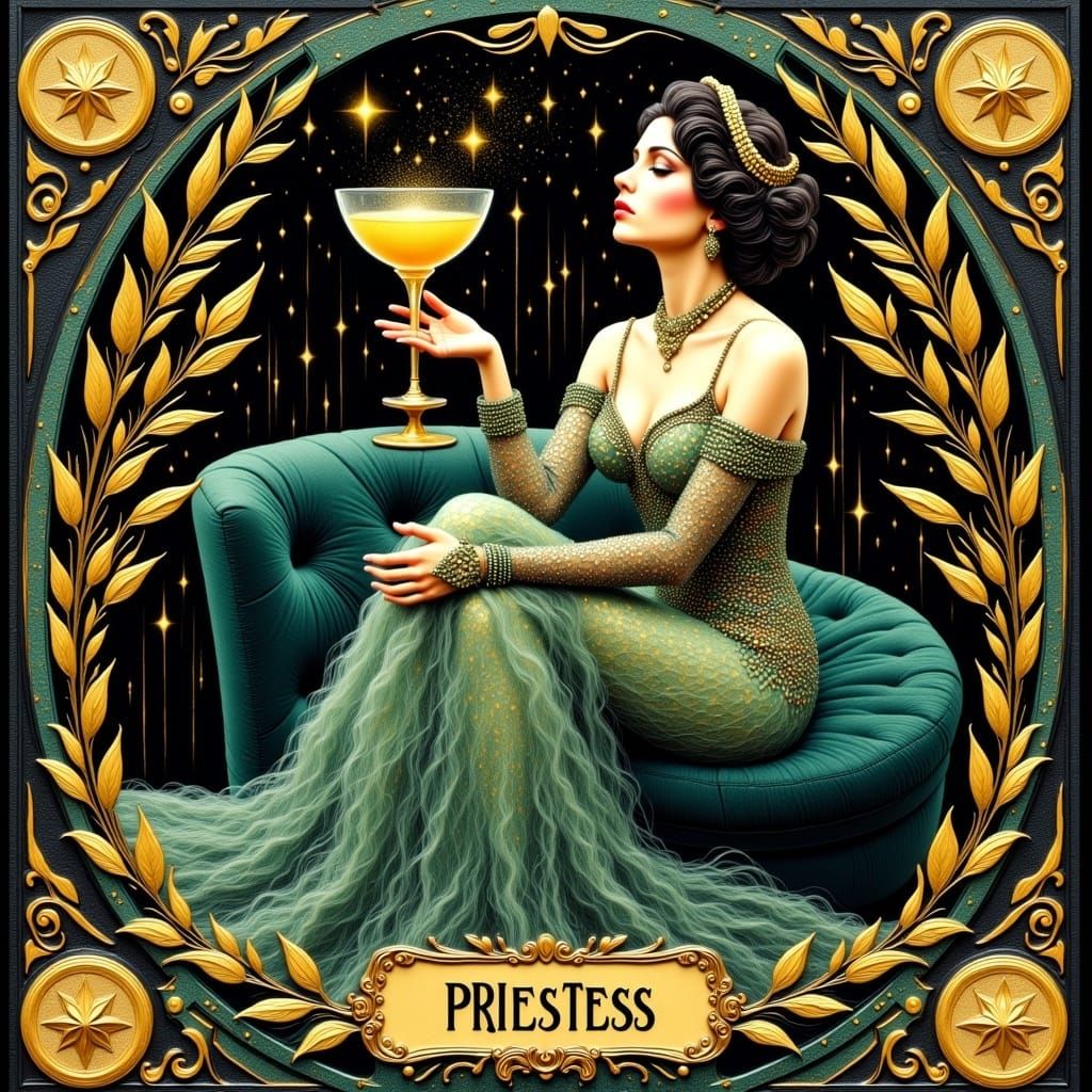 Art Deco Priestess with Magical Cocktail