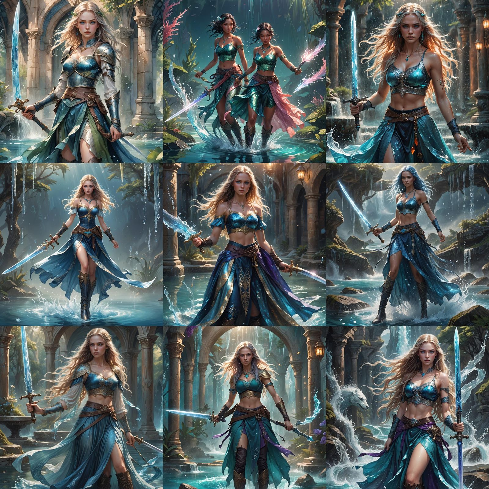 Fantasy Girl with Water Powers and Magic Sword