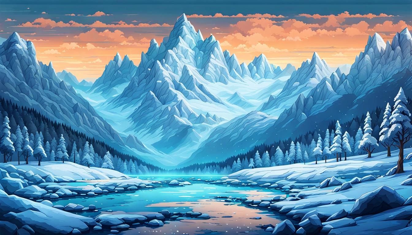 Not Space Series - Snowy landscape, Pixel Art style, Glacial...