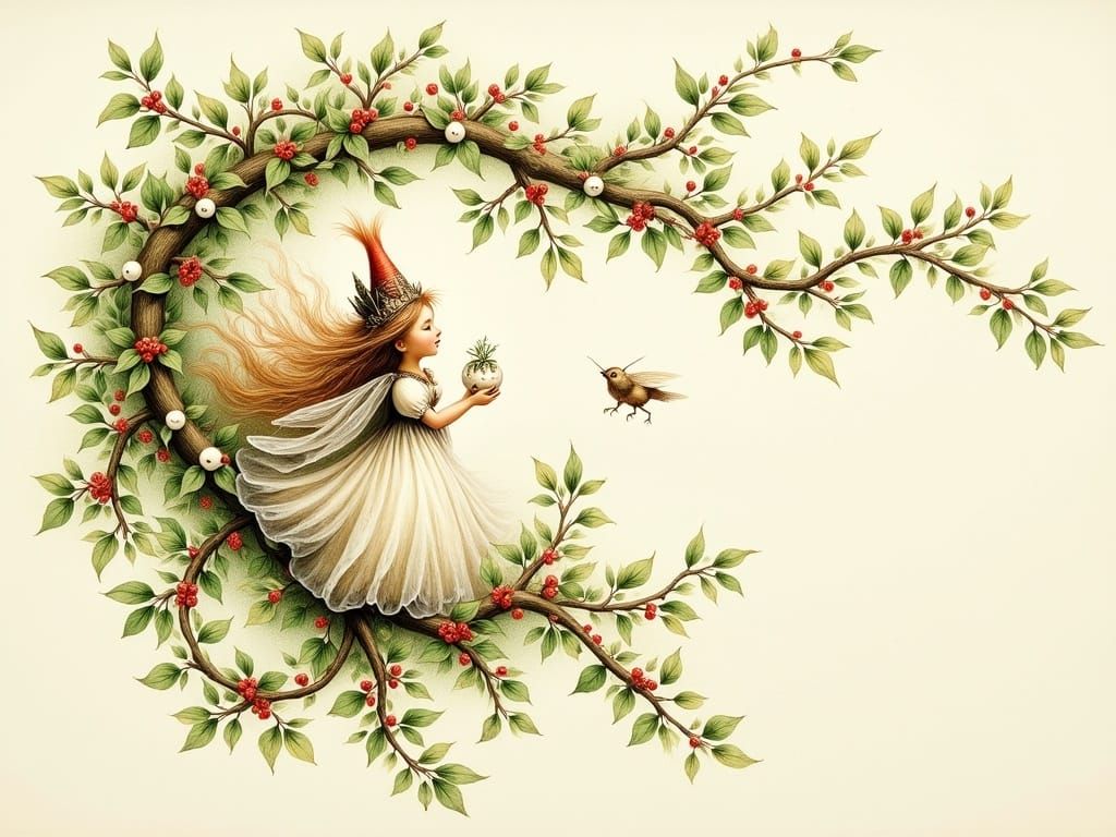 Whimsical Christmas Fairy in Gentle Watercolor