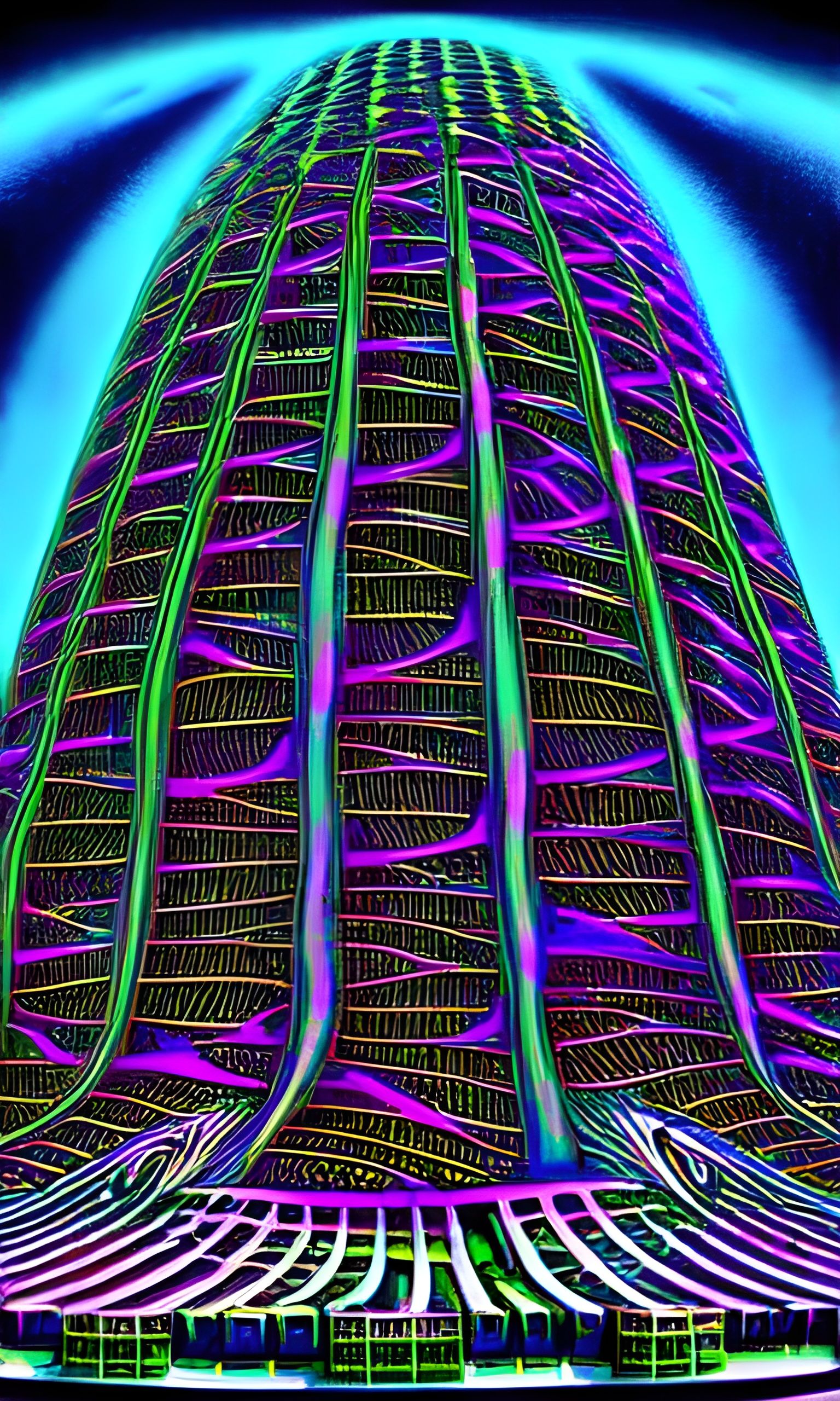 Psychedelic Sci-Fi City with Swirling Towers