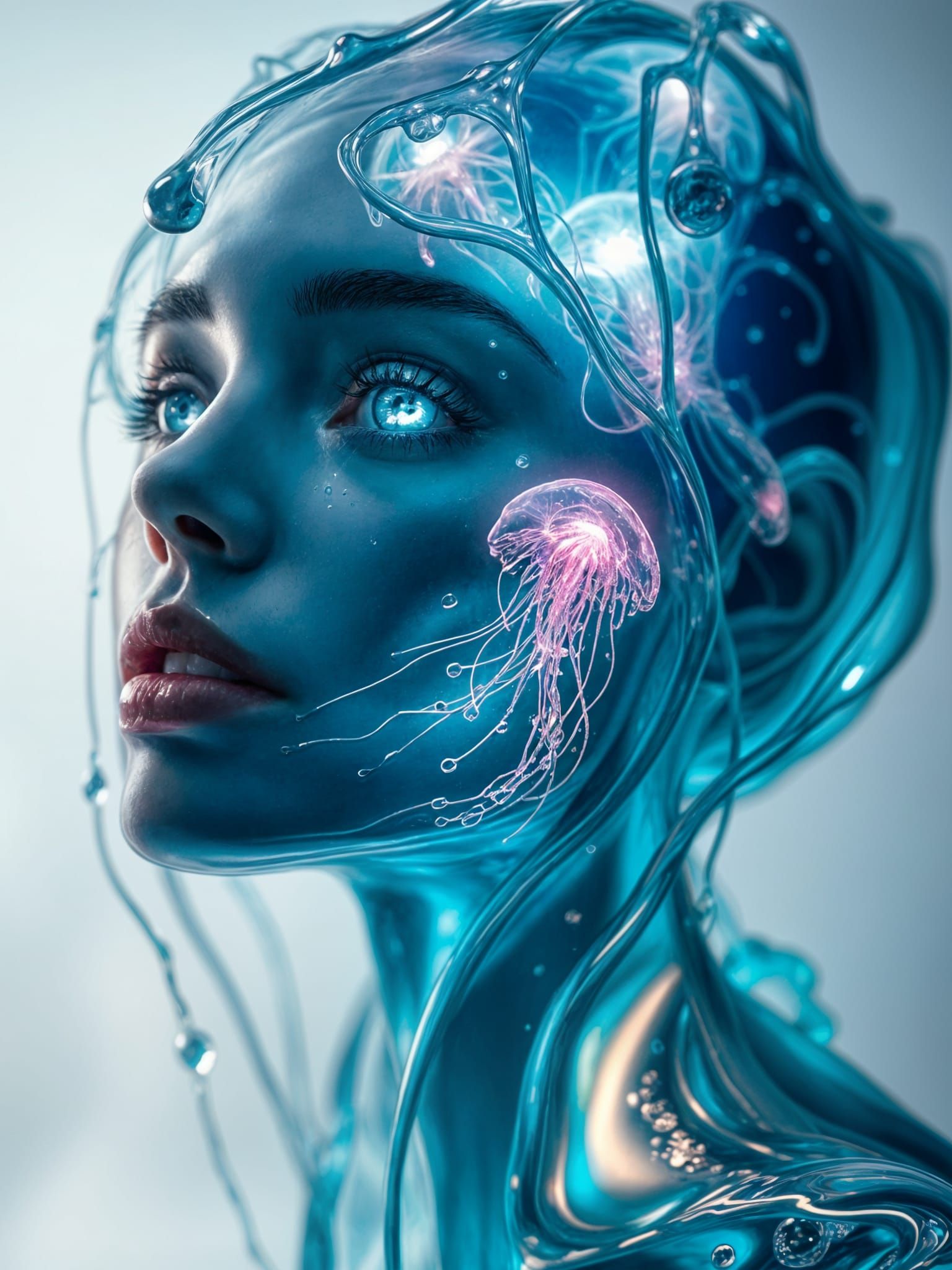 Liquid Goddess in Aquamarine Hues