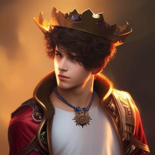 Charming Teenage Boy as King: Detailed Portrait