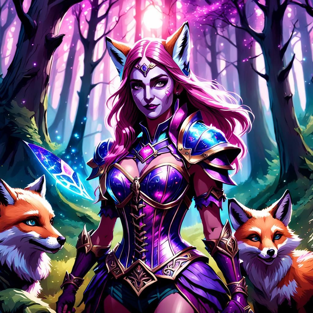 Sylvanas Windrunner in Forest with Foxes