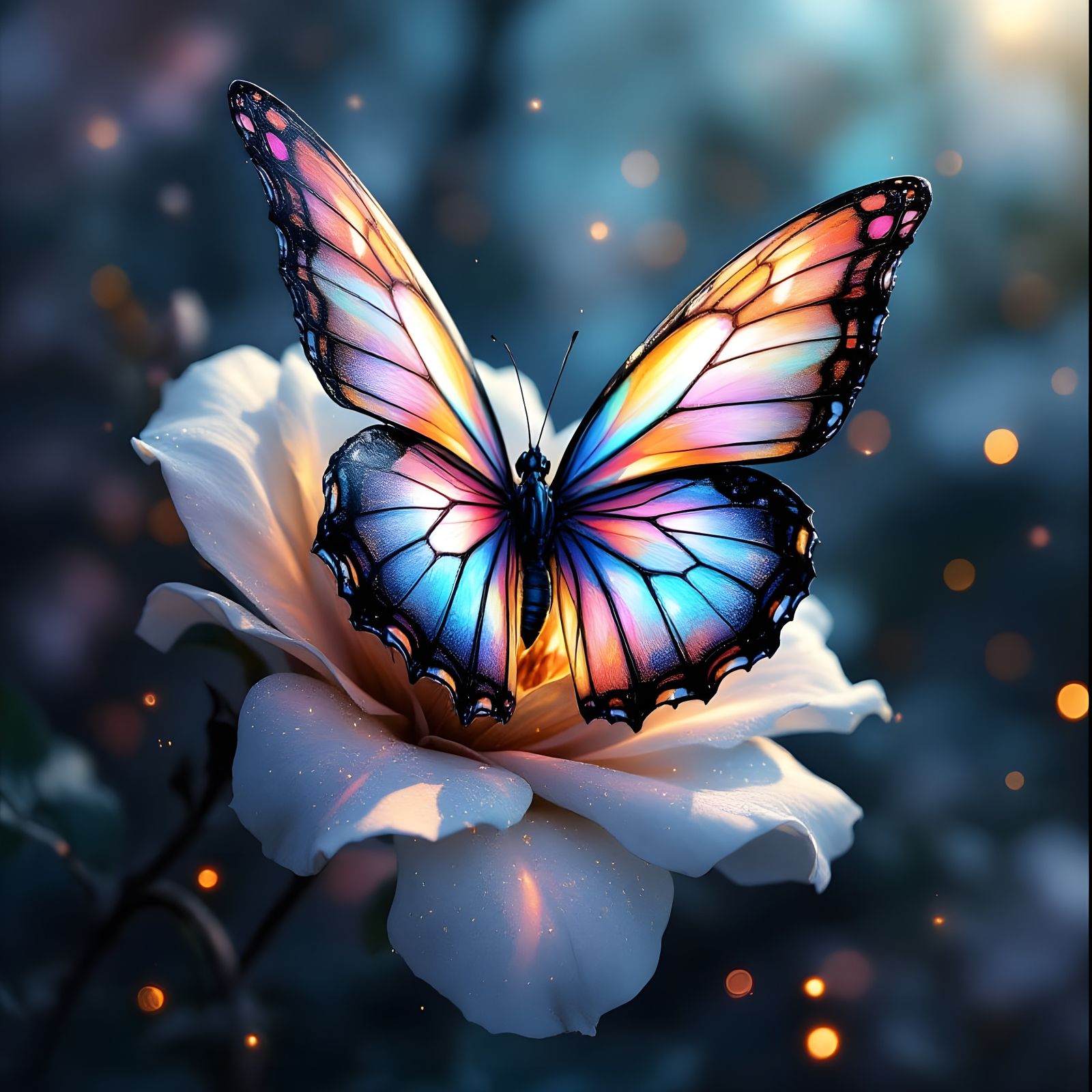Delicate Butterfly Perched on a Vibrant Rose