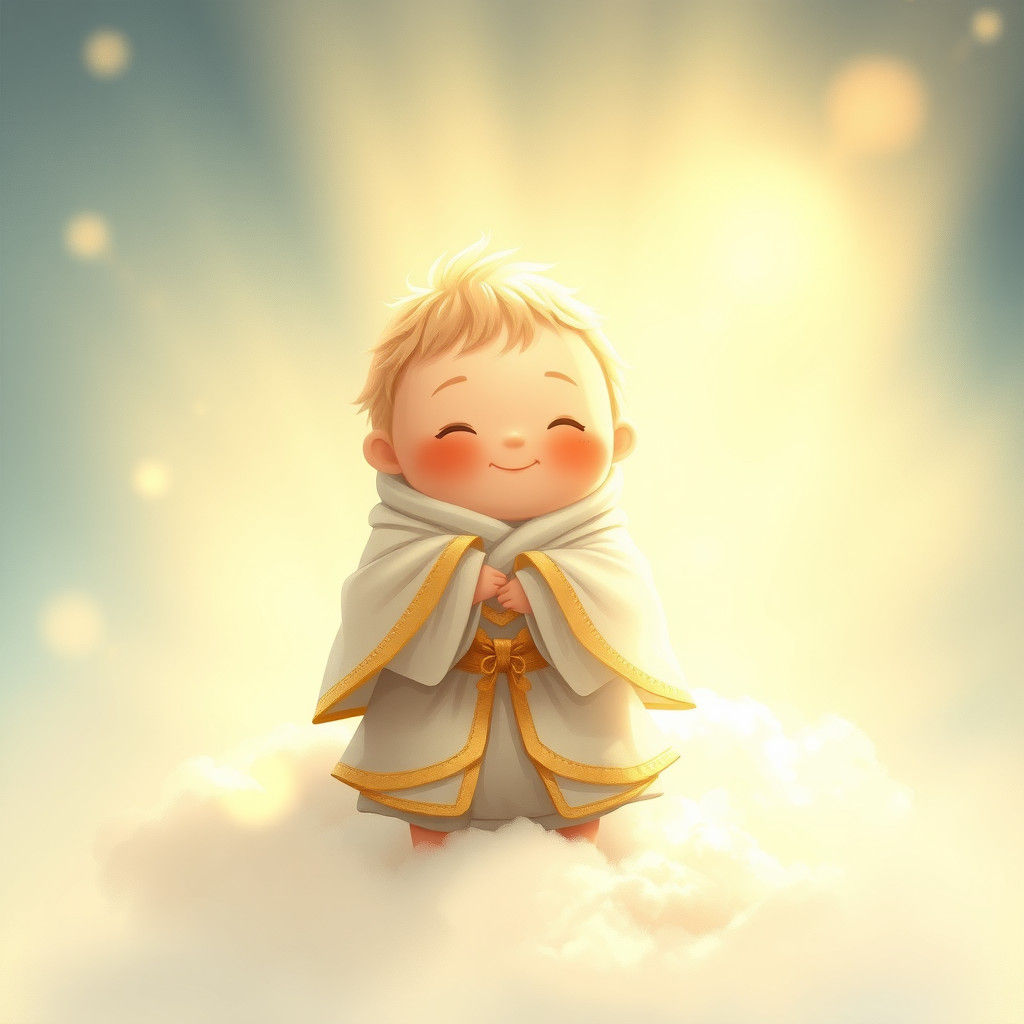 Whimsical Angel on a Cloud in Dreamy Soft Focus