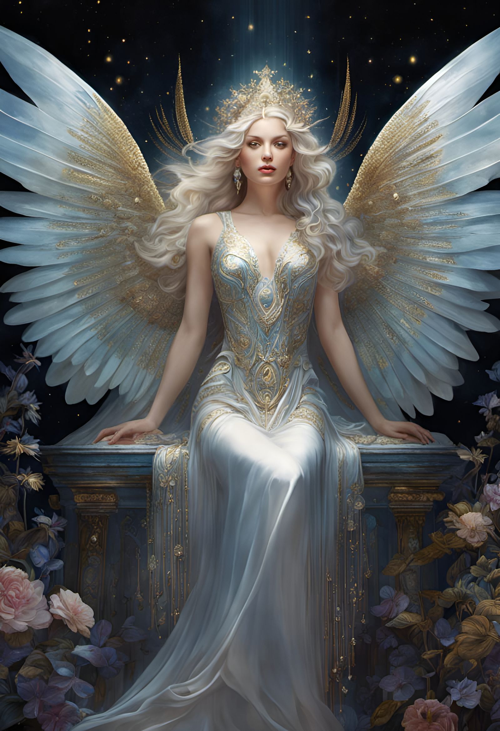Ethereal Winged Goddess with Iridescent Angel Wings