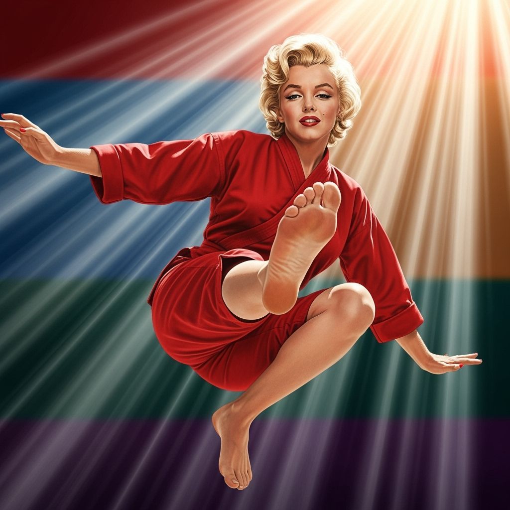 Marilyn Monroe Kicks in Hyperrealistic Style