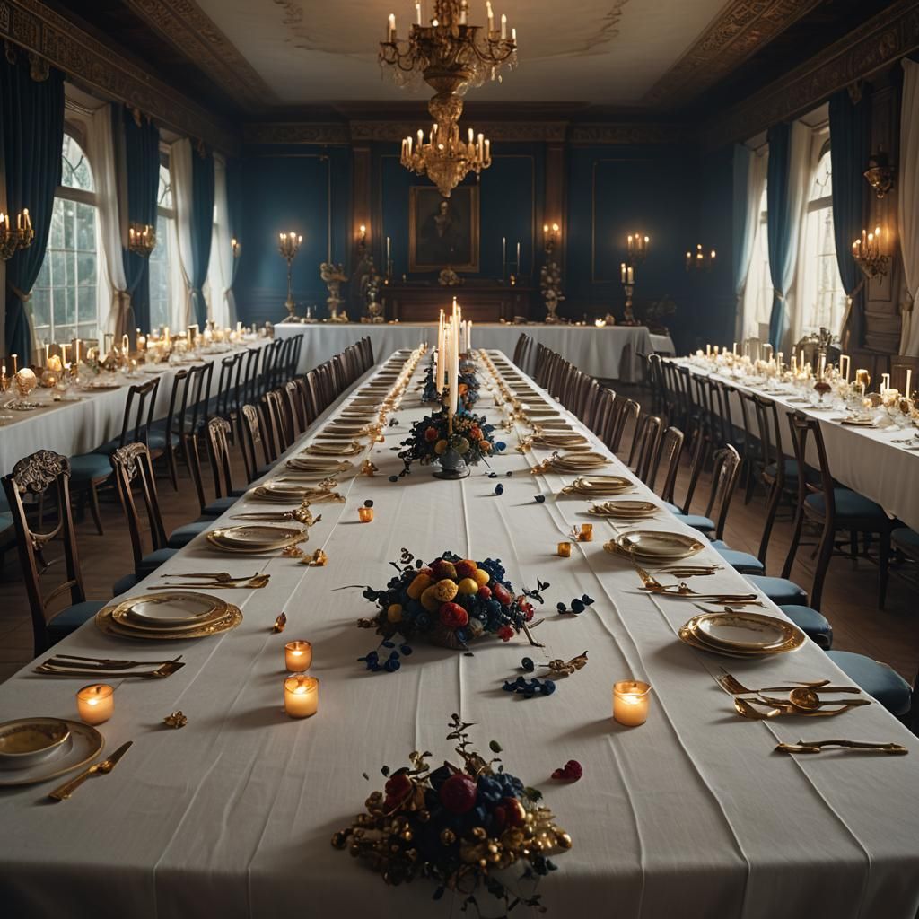 Magical Realism Banquet Table at Dawn