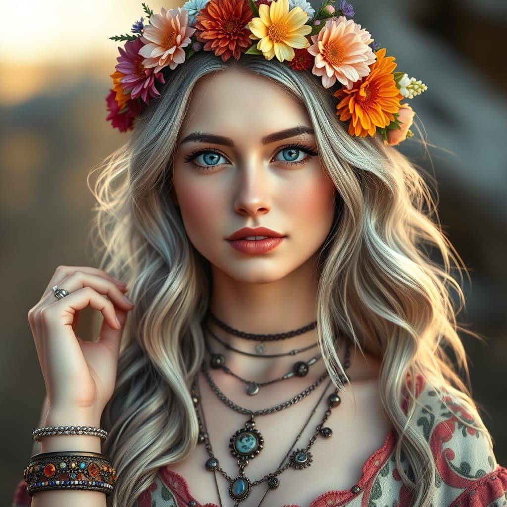 Portrait of a woman with blue eyes...