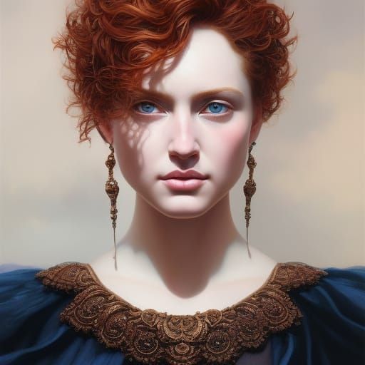 Red-Headed Goddess Portrait with Dramatic Lighting