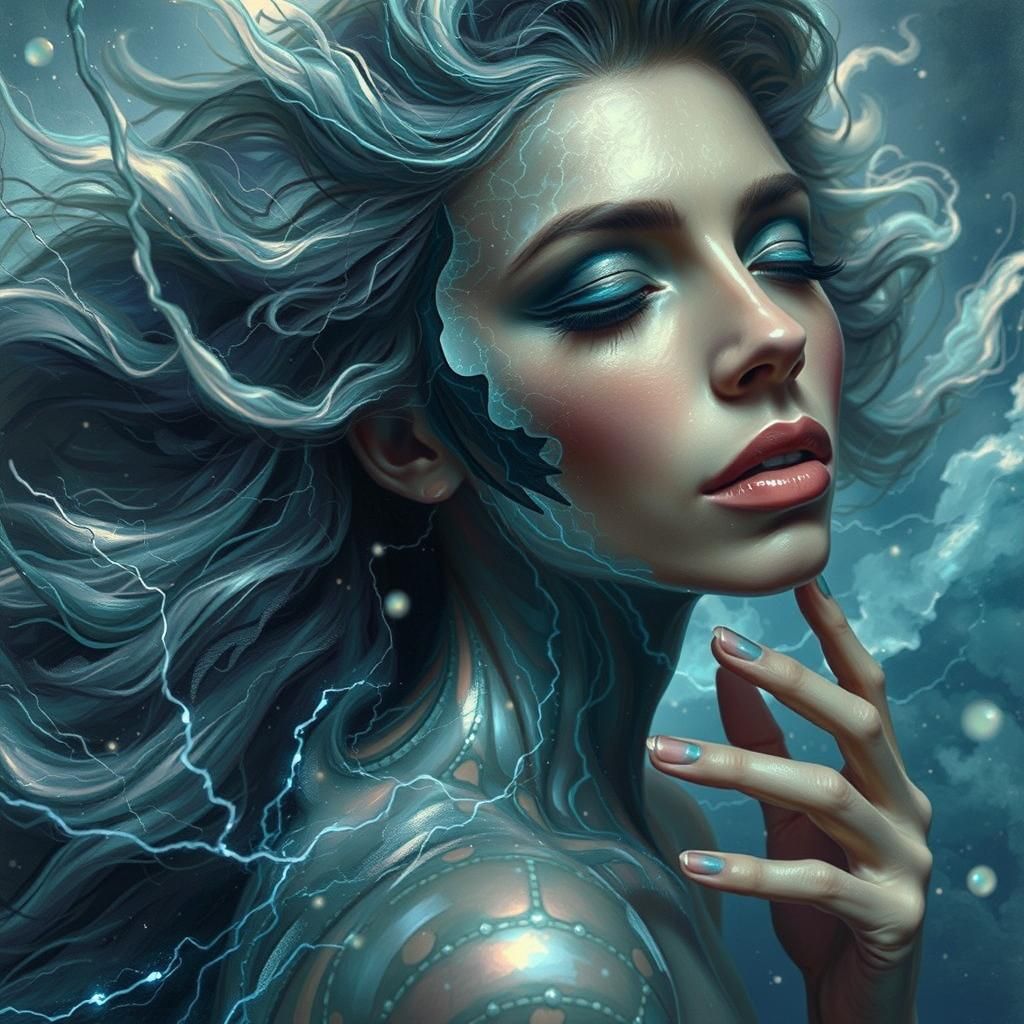 Ethereal Light Being Soars Through Storm Clouds