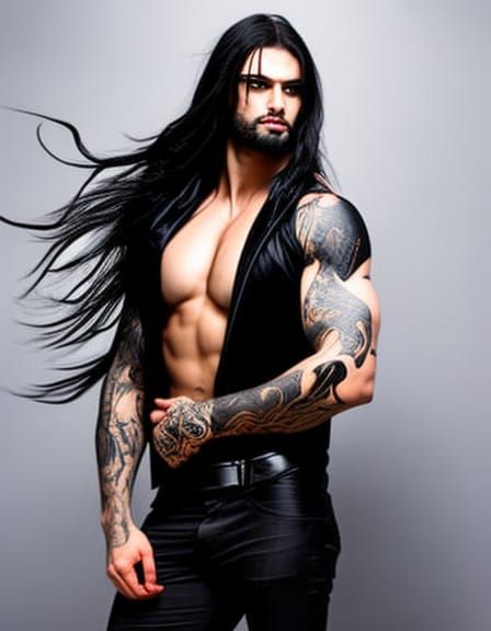 Gothic Greek God Portrait with Tattoos