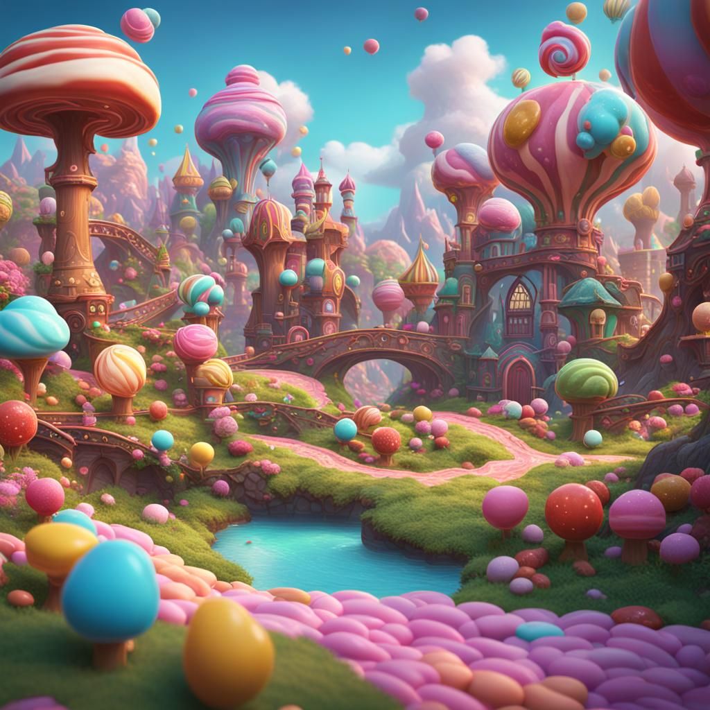 Magical Candy Land: Detailed Fantasy Concept Art