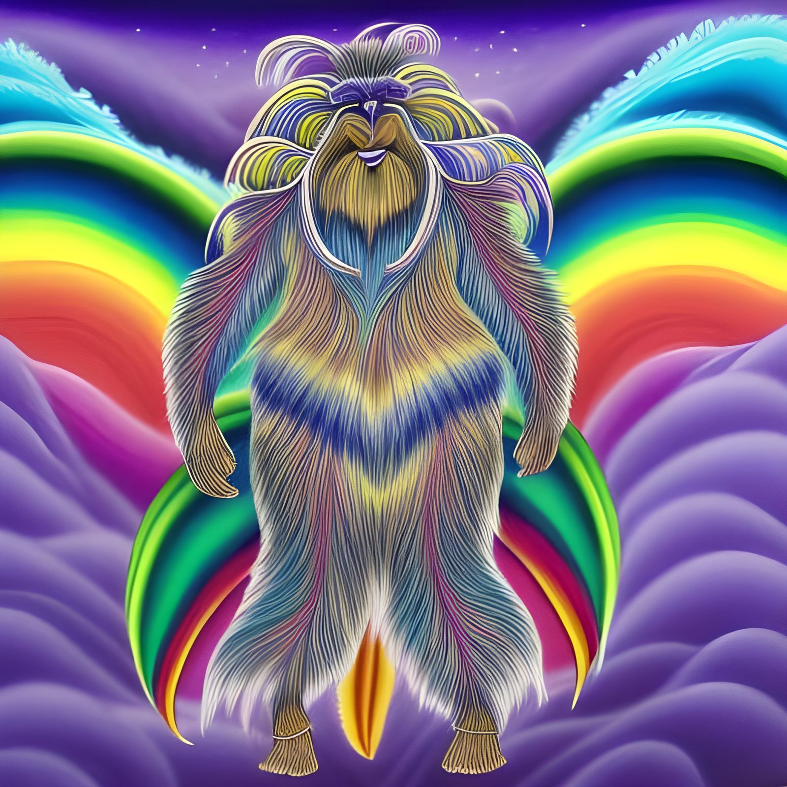 Psychedelic Bigfoot Shaman in Hawaii, Digital Art