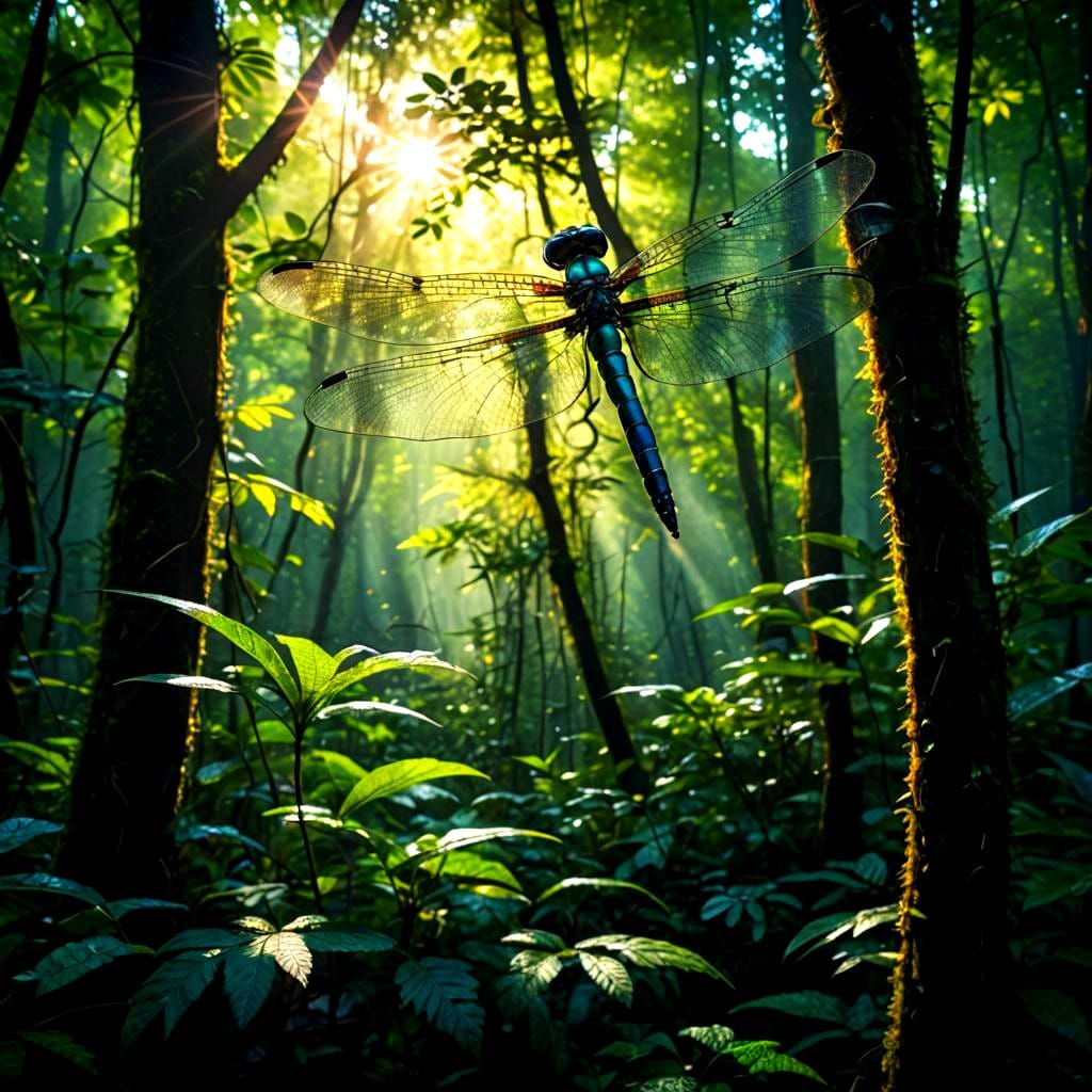 Majestic Dragonfly in Equatorial Forest