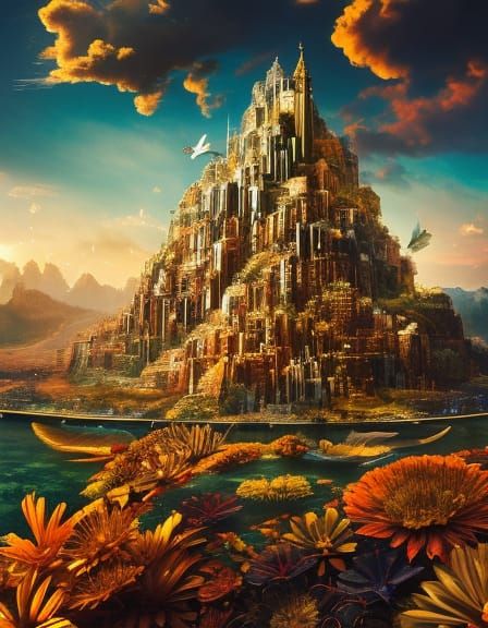 Maximalist Collage with 3D Liquid Details