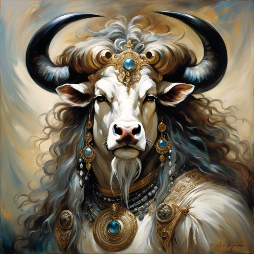 Gothic Minotaur Portrait in Ancient Greek Style