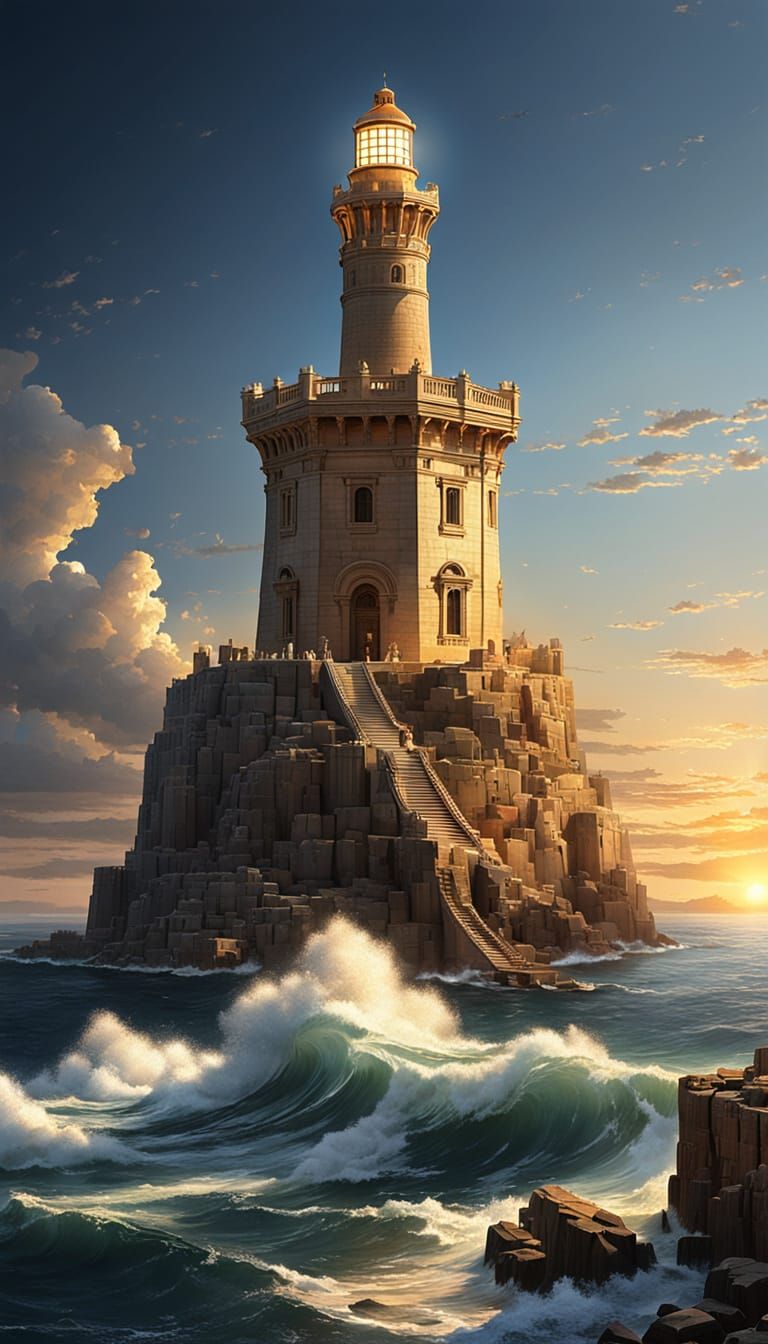 The Lighthouse of Alexandria at Twilight