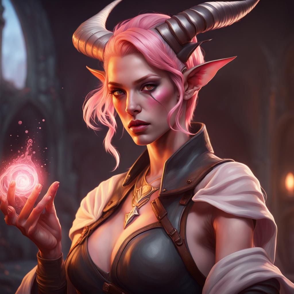 Tiefling Assassin Portrait in Hyperdetailed Style