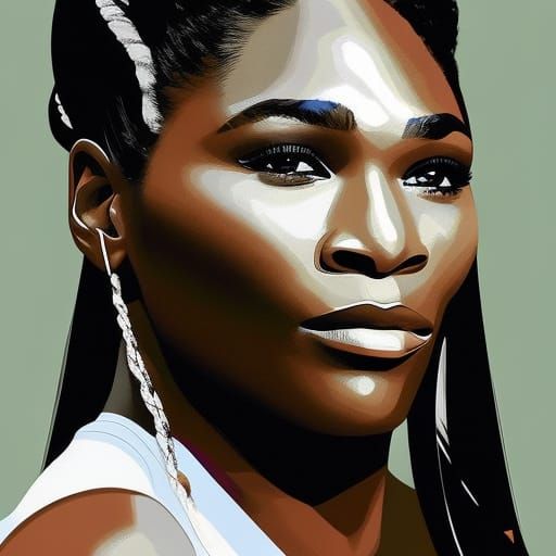 Serena Williams Portrait in Gouache Splash Art