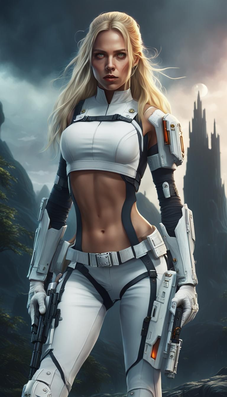 Blonde Girl with Blaster: Fantasy Concept Art