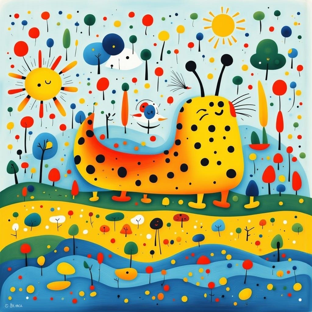 Cute Caterpillar in Abstract Style