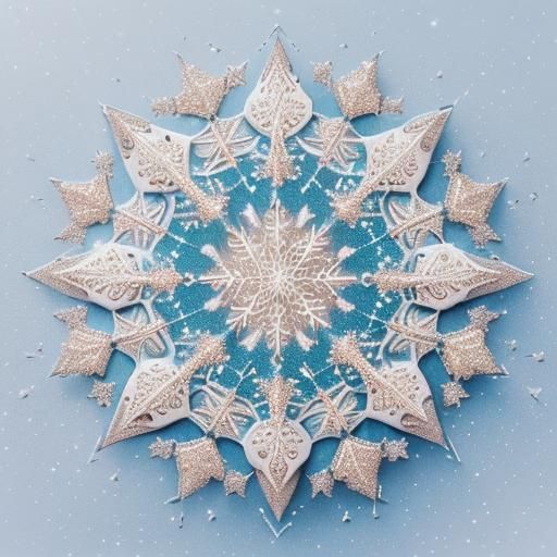 Glistening Christmas Mandala in Winter Snowfall