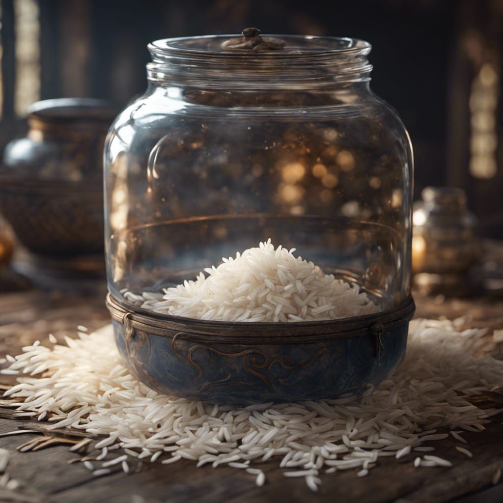 Medieval White Rice in Glass Jar: Detailed Matte Painting