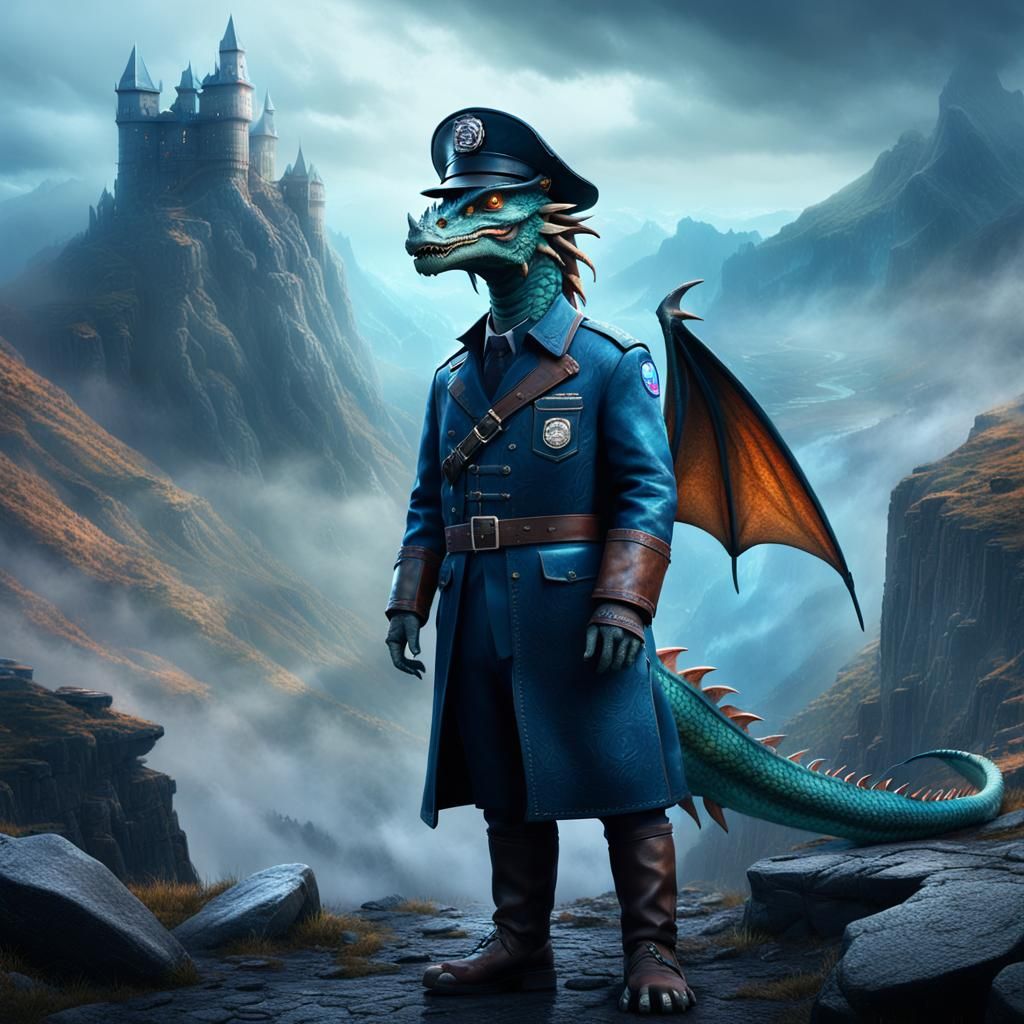 Postal Worker Dragon in Mystical Mountain Pass