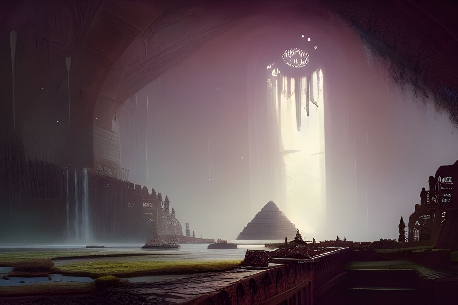 Egyptian Castle Wonderland by Nile River Waterfall