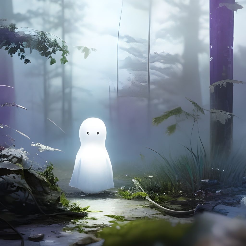 Adorable Lonely Ghost Digital Illustration in 8k