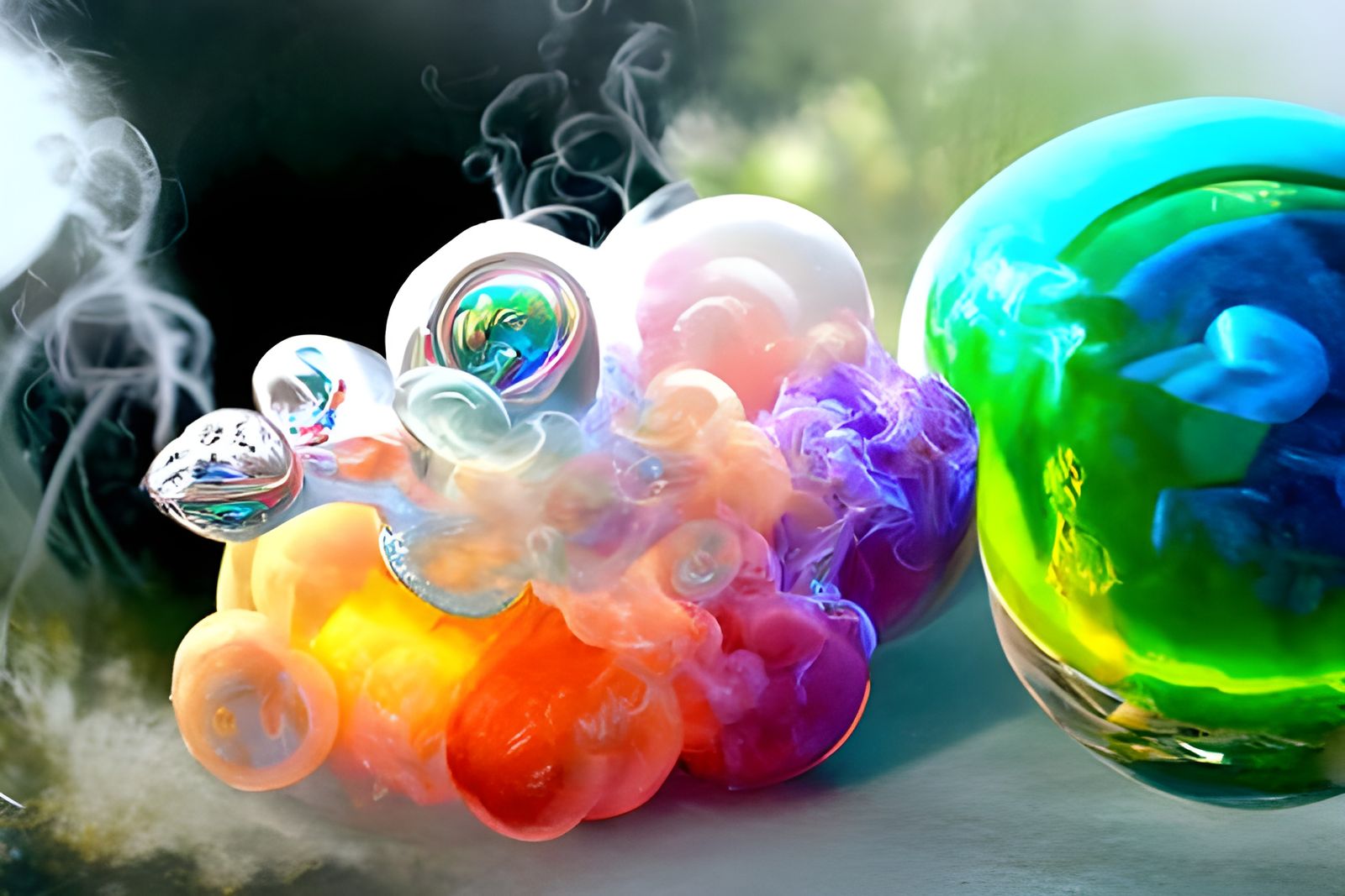 Rainbow Smoke Bubbles: Hyperrealistic Digital Art