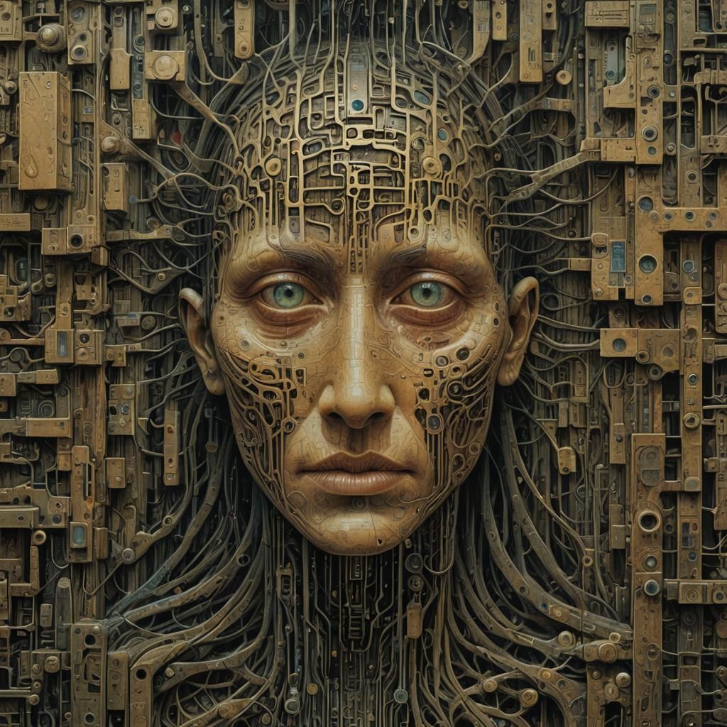 Biometric Motherboard in a Surreal Landscape