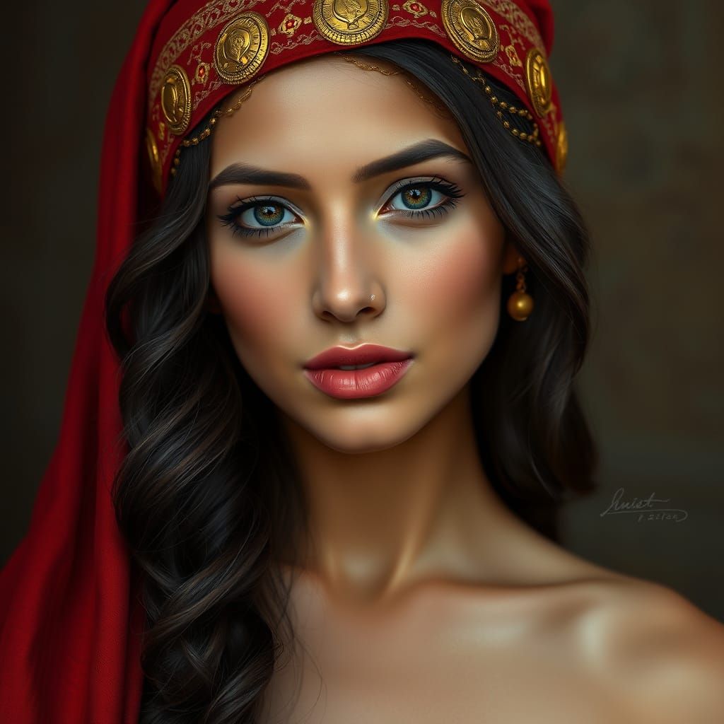 Ethereal Beauty in a Renaissance-Inspired Portrait