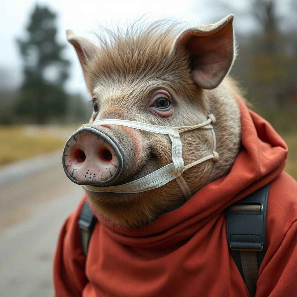 Menacing Pig Humanoid with Chainsaw