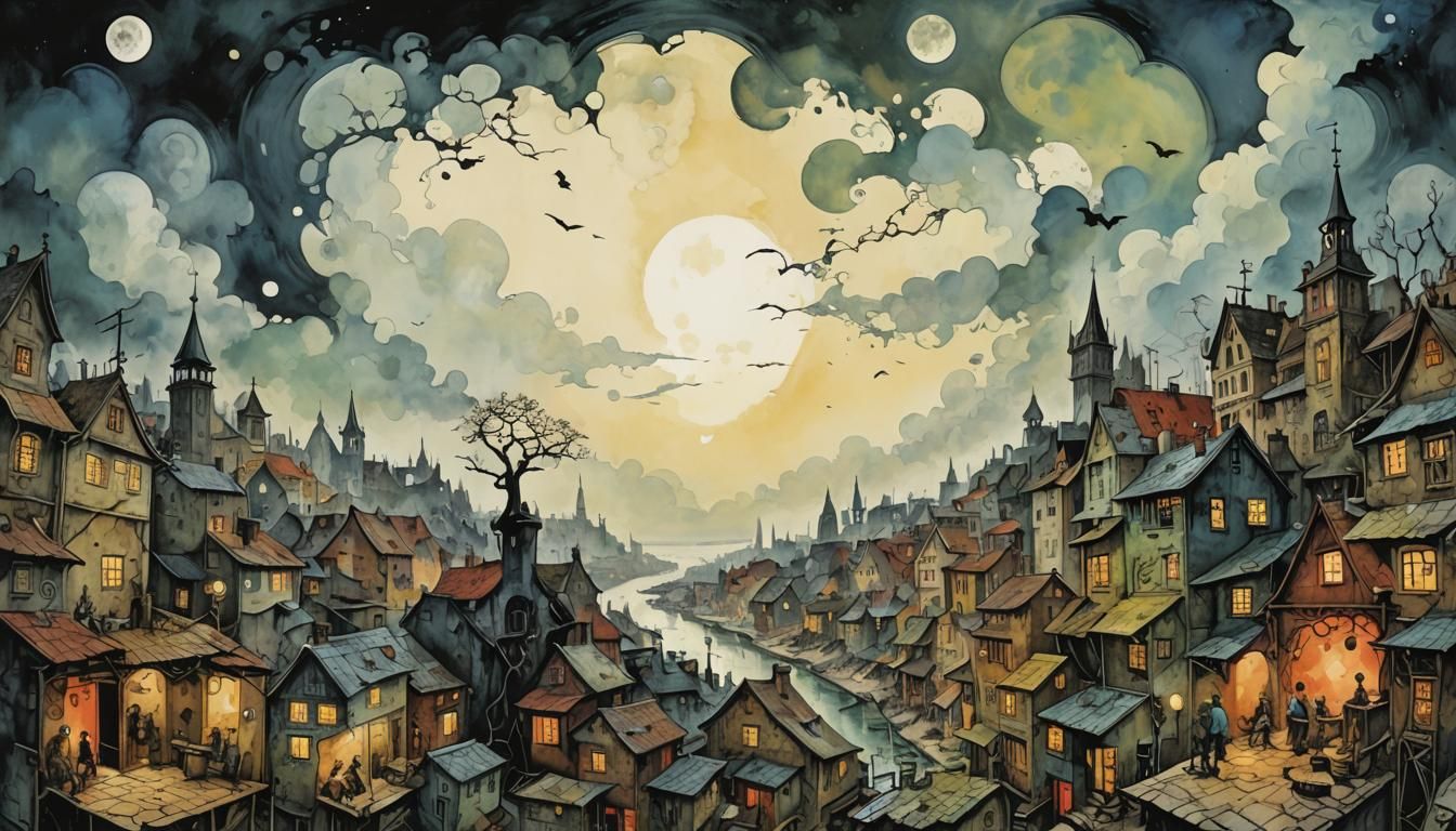 Vampires in Love: A Dark Fantasy Cityscape